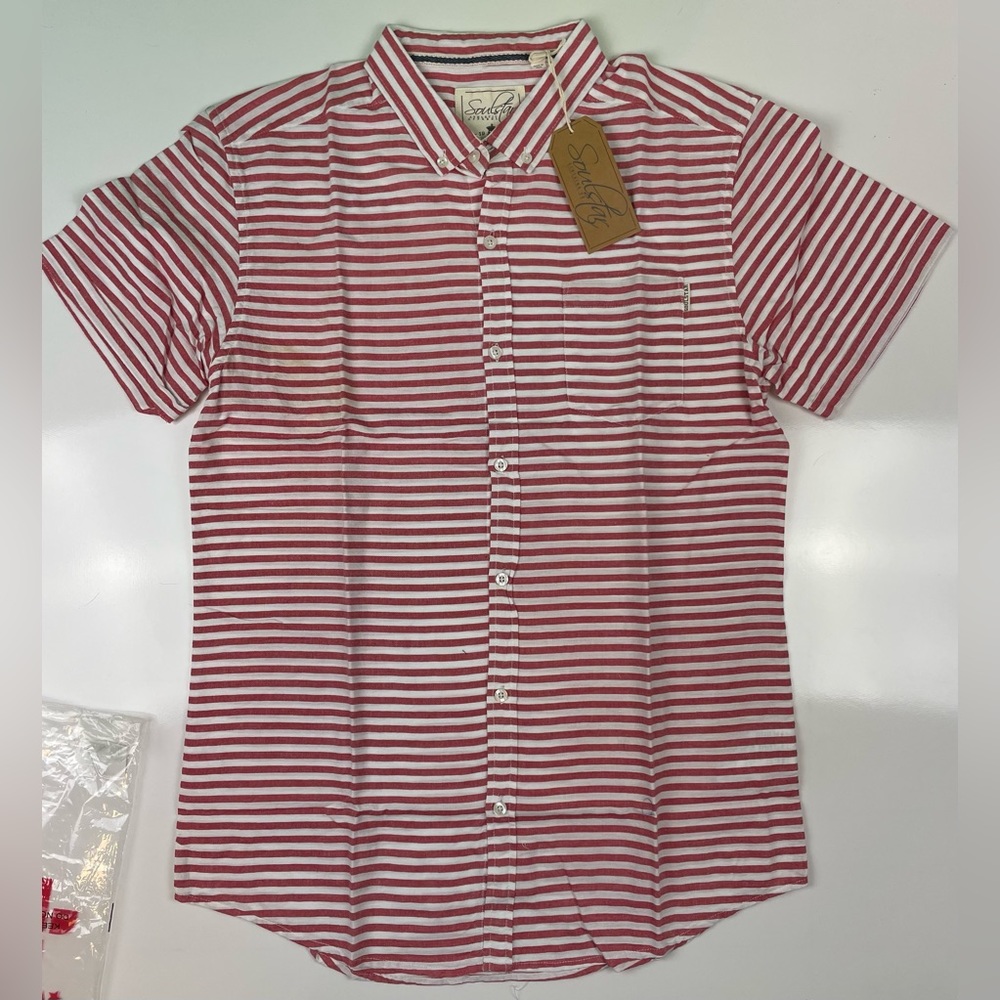 Soul Star Men’s Casual Button Down Shirt XL Striped MS Horit